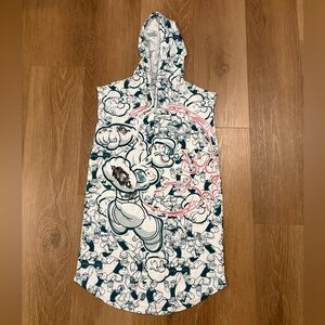 Mens Popeye Gym Hooded Tank Top Vest Sleeveless Shirt Size Small New